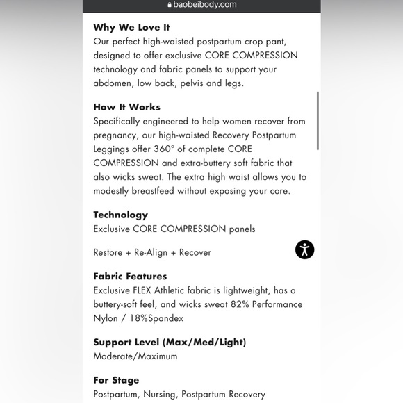 NEW BaoBei Sculpt & Recovery Postpartum Leggings - Crop: Blue Lagoon -Size Small - Picture 7 of 8